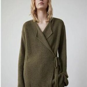 Zara Olive Green Wrap Sweater